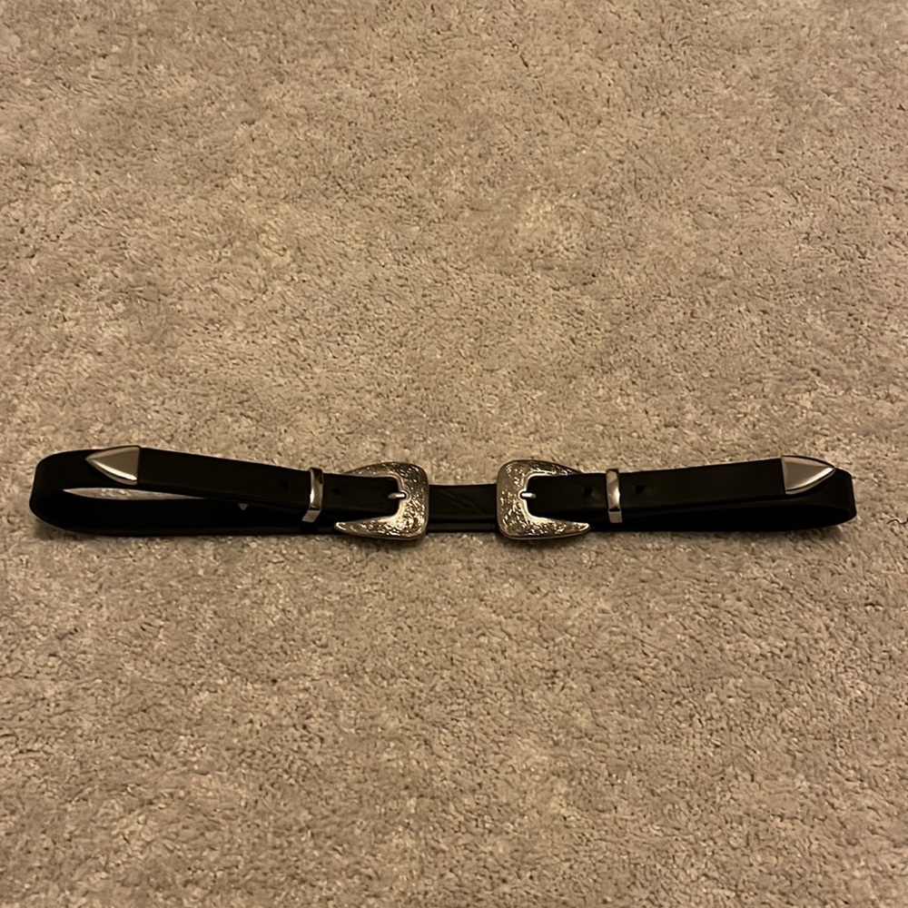 Target Western style belt size medium. Black belt with silver buckles and detail